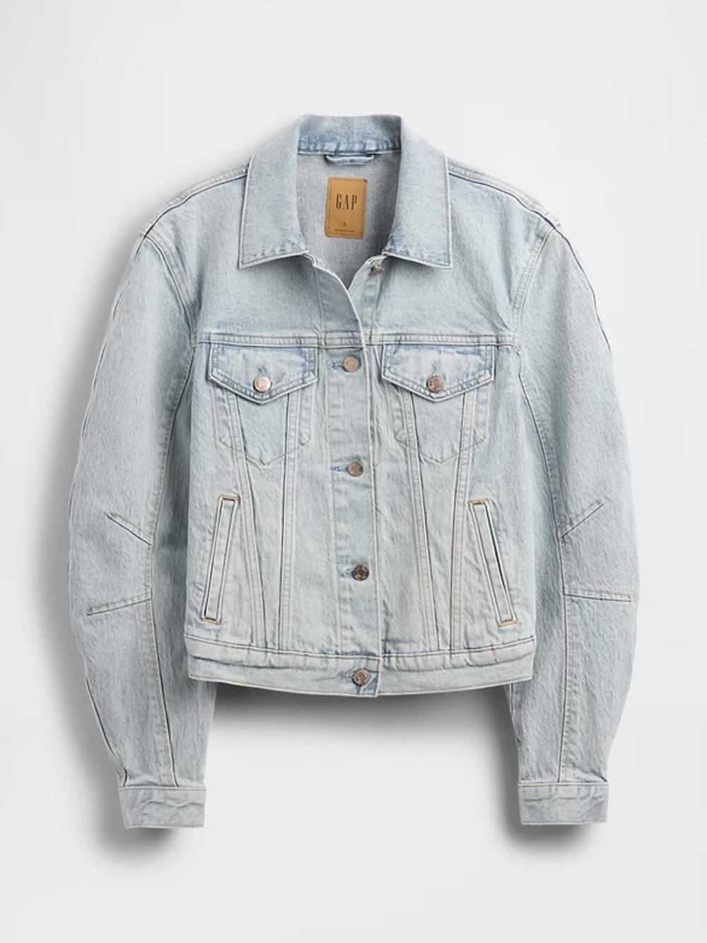 NWT GAP [$138] Women's Barrel Sleeve Super Light Wash Denim Jacket